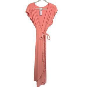 Misa Los Angeles Irina Maxi Dress Size Small Pink Blush Braided Tie Belt